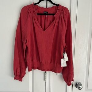 NWT 1 State Coral Cotton Bohemian Blouse